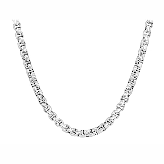 Men's Square Box Chain Necklace 4.9mm In Stainless Steel 22 Inch