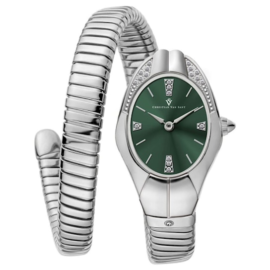 Christian Van Sant Women's Naga Green Dial, Stainless Steel Watch