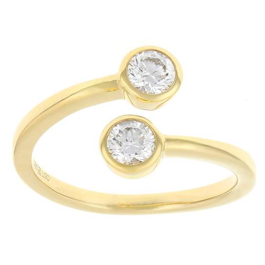 Lab-Grown Diamond Two-Stone Bypass Ring In 14K Gold Over Sterling Silver 0.50ctw
