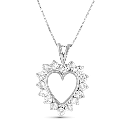 0.75ctw Diamond Heart Pendant 14k White Gold