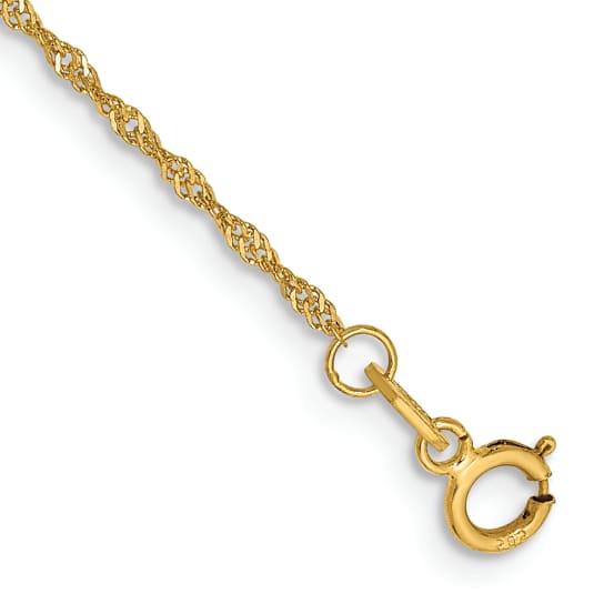 14k Yellow Gold 1.10mm Children's Singapore Link Bracelet