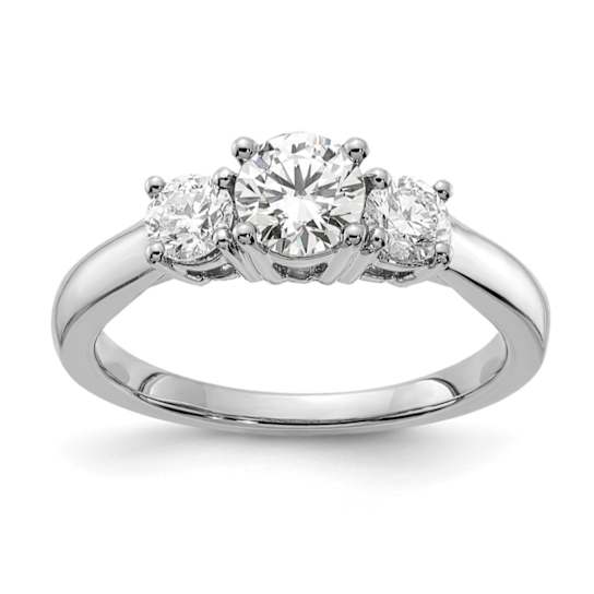 Rhodium Over 14K White Gold Lab Grown Diamond SI1/SI2, G H I, 3-Stone
Engagement Ring