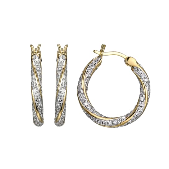 White Cubic Zirconia Rhodium And 18K Yellow Gold Over Sterling Silver
Hoop Earrings 2.89ctw