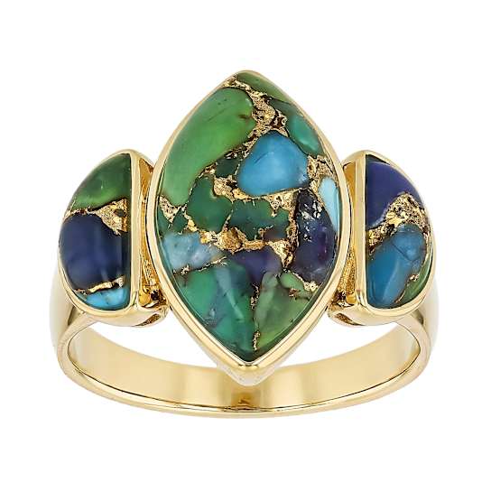 Mohave Turquoise Cocktail Ring In 18K Gold Over Sterling Silver