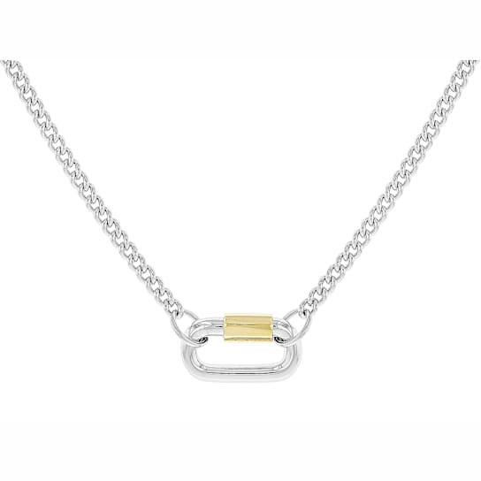 Two-Tone Curb Chain Necklace In 18K Gold Over Sterling Silver 18.5 Inch