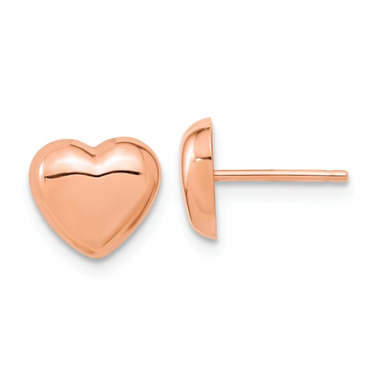 14k Rose Gold Polished Heart Stud Earrings