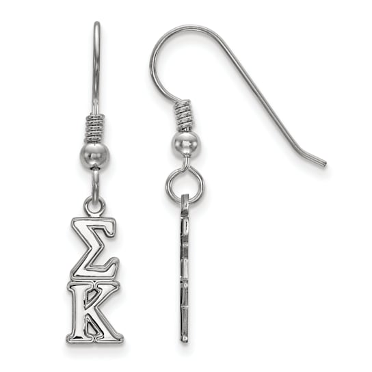 Rhodium Over Sterling Silver LogoArt Sigma Kappa Small Dangle Earrings