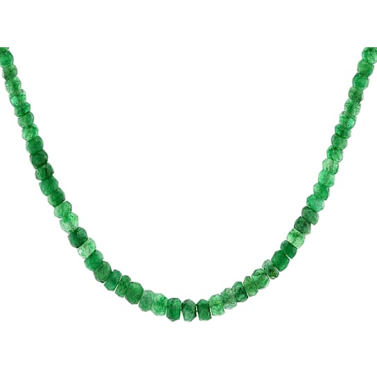 Emerald Beaded Necklace In Sterling Silver