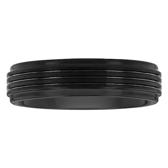 Robert Alton Men's Multi Groove Black Ion Plated Band Ring In Tungsten