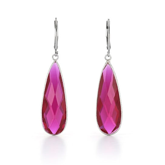 Red Pear Shaped Lab Created Ruby Sterling Silver Earrings 25ctw
