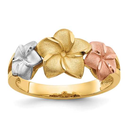 14K Plumeria Flower Ring