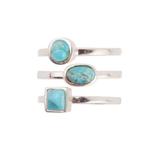 Barse Turquoise Stackable Band Ring In Sterling Silver Over Bronze