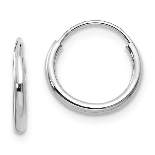 Rhodium Over 14K White Gold Endless Hoop Earrings