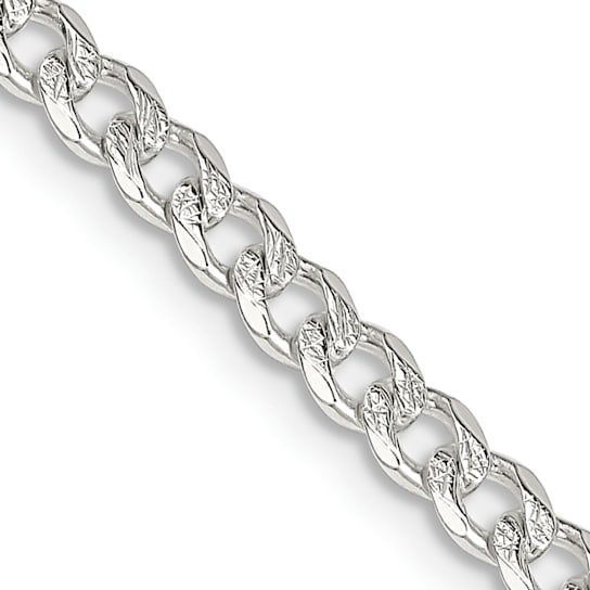 Sterling Silver 4mm Pavé Curb Chain