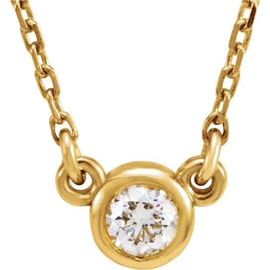 14K Yellow Gold 0.50ct Diamond Solitaire Necklace, 18 Inches.