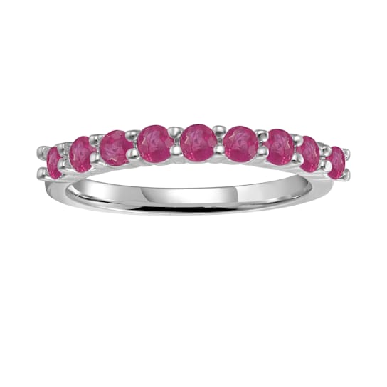 Natural Ruby Stackable Band Ring In Sterling Silver