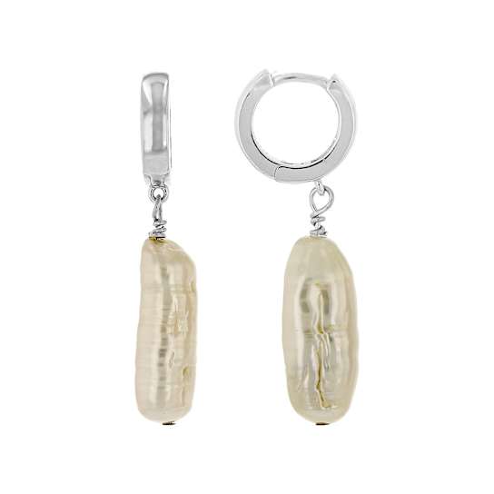 Freshwater Pearl Drop Earrings In Sterling Silver