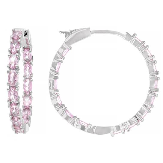 Pale Pink CZ Inside-Out Large Hoop Earrings