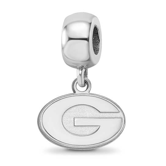 Sterling Silver Rhodium-plated LogoArt University of Georgia XS Dangle Bead