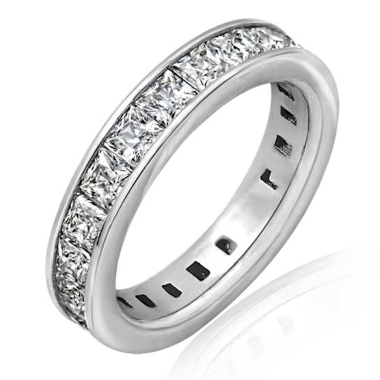 White Cubic Zirconia Platinum Over Sterling Silver Ring 3.54ctw