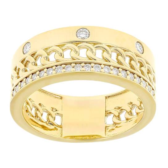 Trendy Moissanite Band Ring In 14K Gold Over Sterling Silver