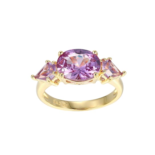 Lab Created Alexandrite Sapphire 18k Yellow Gold Over Silver December
Birthstone Ring 3.28ctw