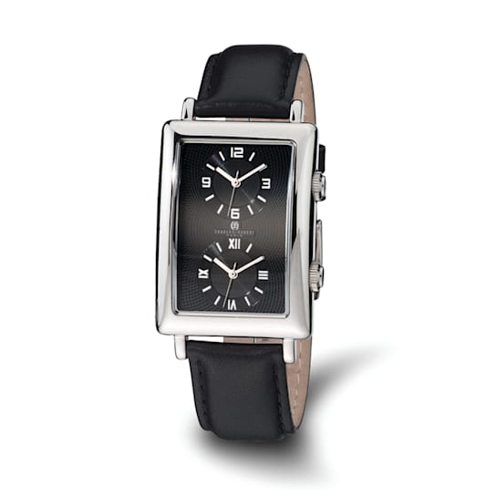Charles Hubert Men's Dual Time Black 33x53mm Dial Watch