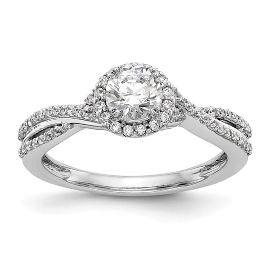 Rhodium Over 14K White Gold Lab Grown Diamond Complete Halo Engagement
Ring 0.74ctw
