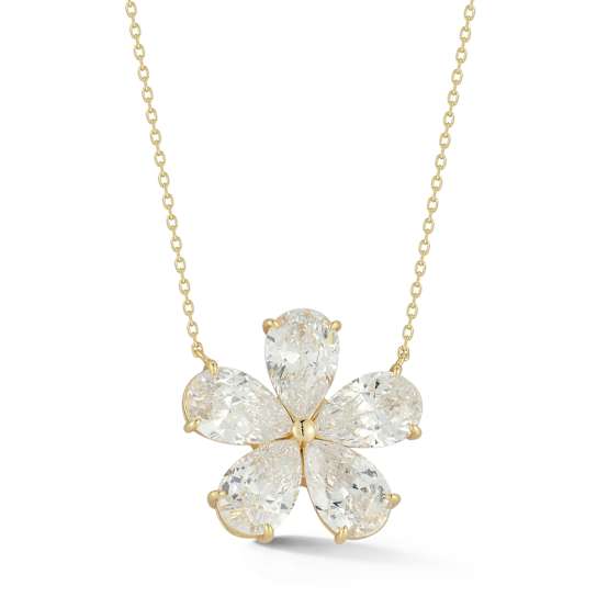 Rachel Zoe CZ Statement Flower Pendant Necklace in 14K Gold Over
Sterling Silver