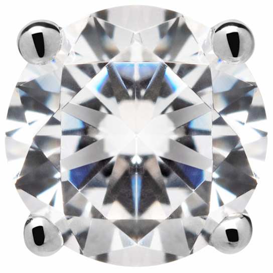 White Cubic Zirconia 14k White Gold Single Stud With Velvet Gift Box 0.50ctw