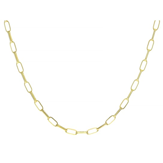 Elongated Paperclip Chain 20 Inch Necklace In 18K Gold Over Sterling Silver