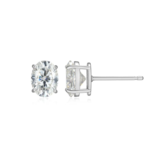 Oval Moissanite Platineve Stud Earrings 3.00ctw DEW