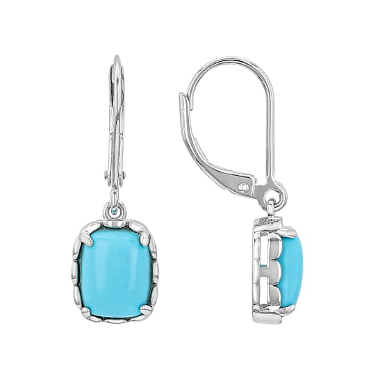 Turquoise Drop Earrings In Sterling Silver 9x7mm