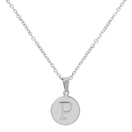 Initial P Charm Pendant Necklace In Silver-Tone