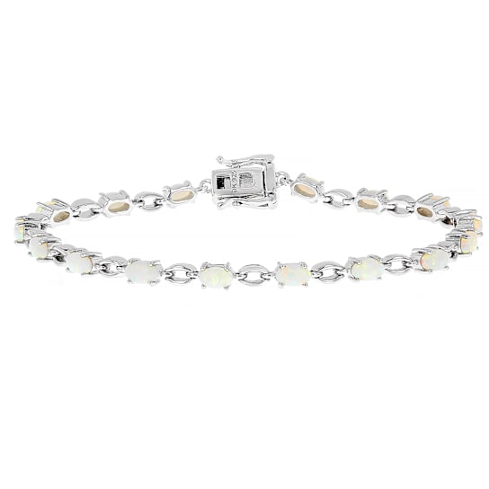Australian Coober Pedy Opal Cabochon Bracelet In Sterling Silver 5x3mm