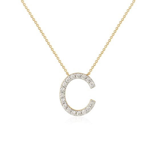 Lab-Grown Diamond Initial C Necklace In 14K Gold Over Sterling Silver 0.50ctw