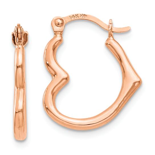14k Rose Gold 5/8" Heart Shaped Hoop Earrings