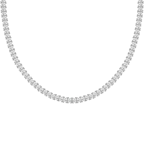 White Cubic Zirconia Platinum Over Sterling Silver Tennis Necklace 21.74ctw
