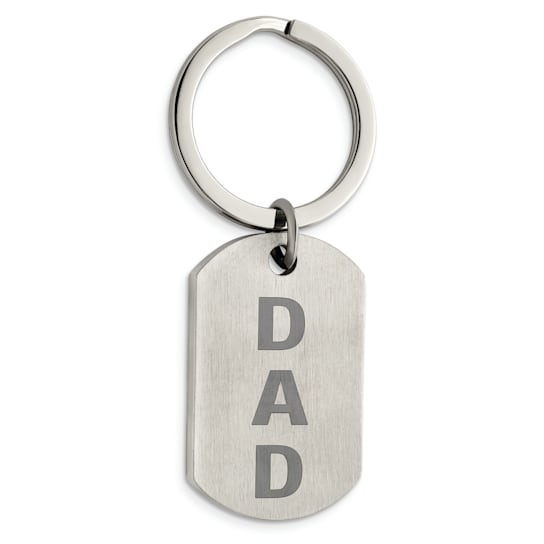 Stainless Steel Brushed Lasered Dad Key Ring