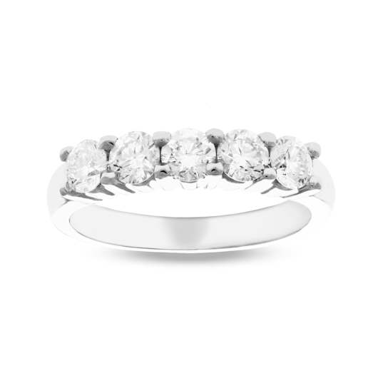 1.00ctw 5 Stone Wedding Band 14k White Gold