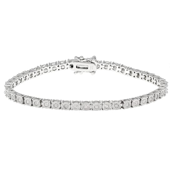 White Diamond Rhodium Over Sterling Silver Tennis Bracelet 1.50ctw