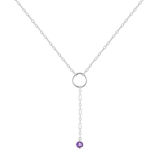 Amethyst Solitaire Y-Necklace In Sterling Silver 0.30ctw 18 Inch