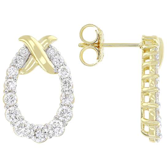 Lab-Grown Diamond Drop Earrings In 18K Gold Over Sterling Silver 1.50ctw