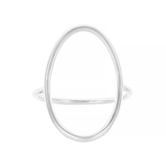 Sculptural Oval Open Design Ring In Sterling Silver