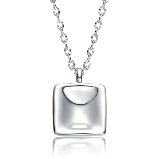 Square Pendant Necklace In Sterling Silver