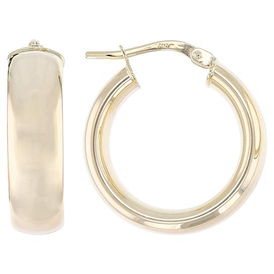 Satin Finish Hoop Earrings In 14K Gold