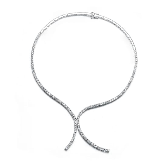 CZ Double-Row Tennis Necklace In Sterling Silver