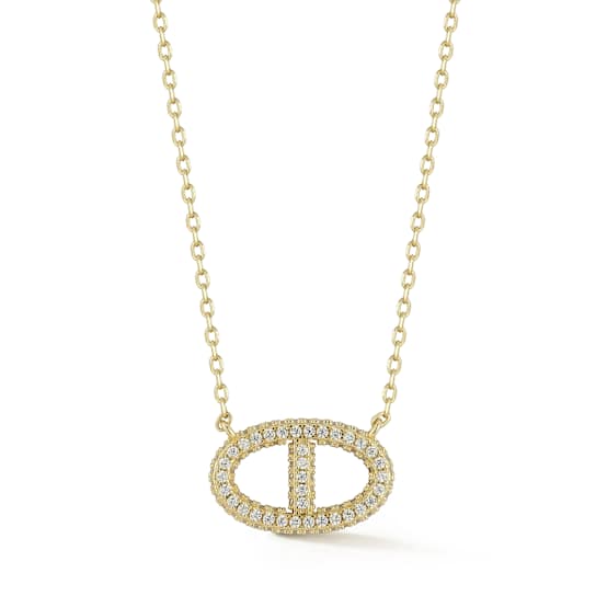 Rachel Zoe Pave CZ Mariner Pendant Necklace in 14K Gold Over Sterling Silver