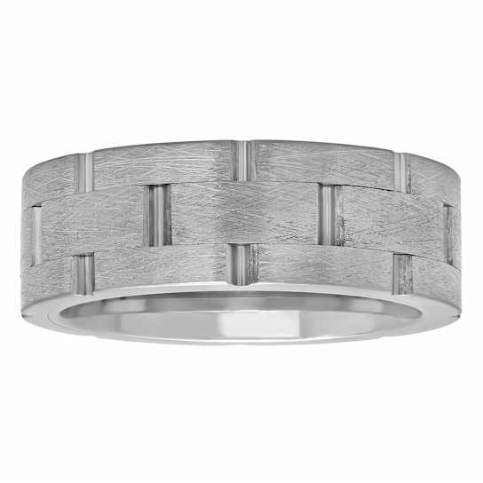 Robert Alton Men's Brick Pattern 8mm Band Ring In Tungsten