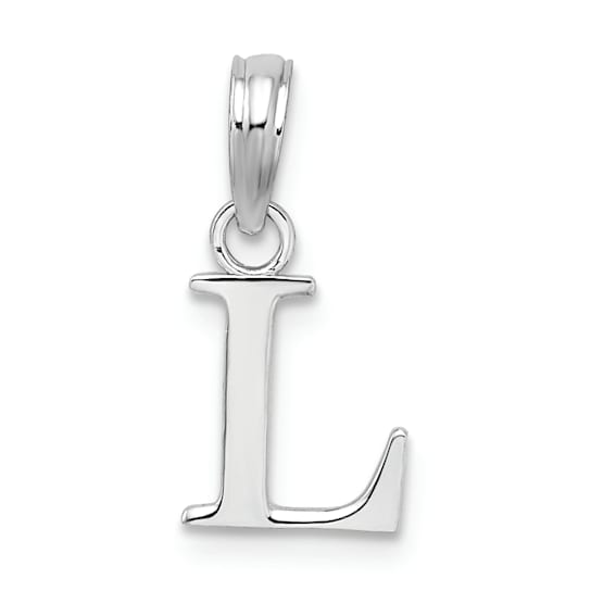 Sterling Silver Polished Block Initial -L- Pendant